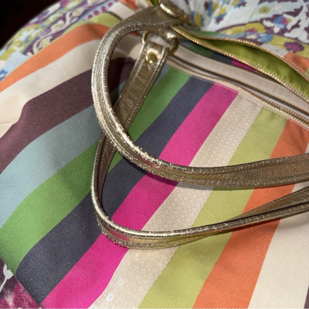 COACH 19021 POPPY LEGACY STRIPE GLAM TOTE Shoulder Bag - Picture 9 of 14